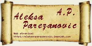Aleksa Parezanović vizit kartica